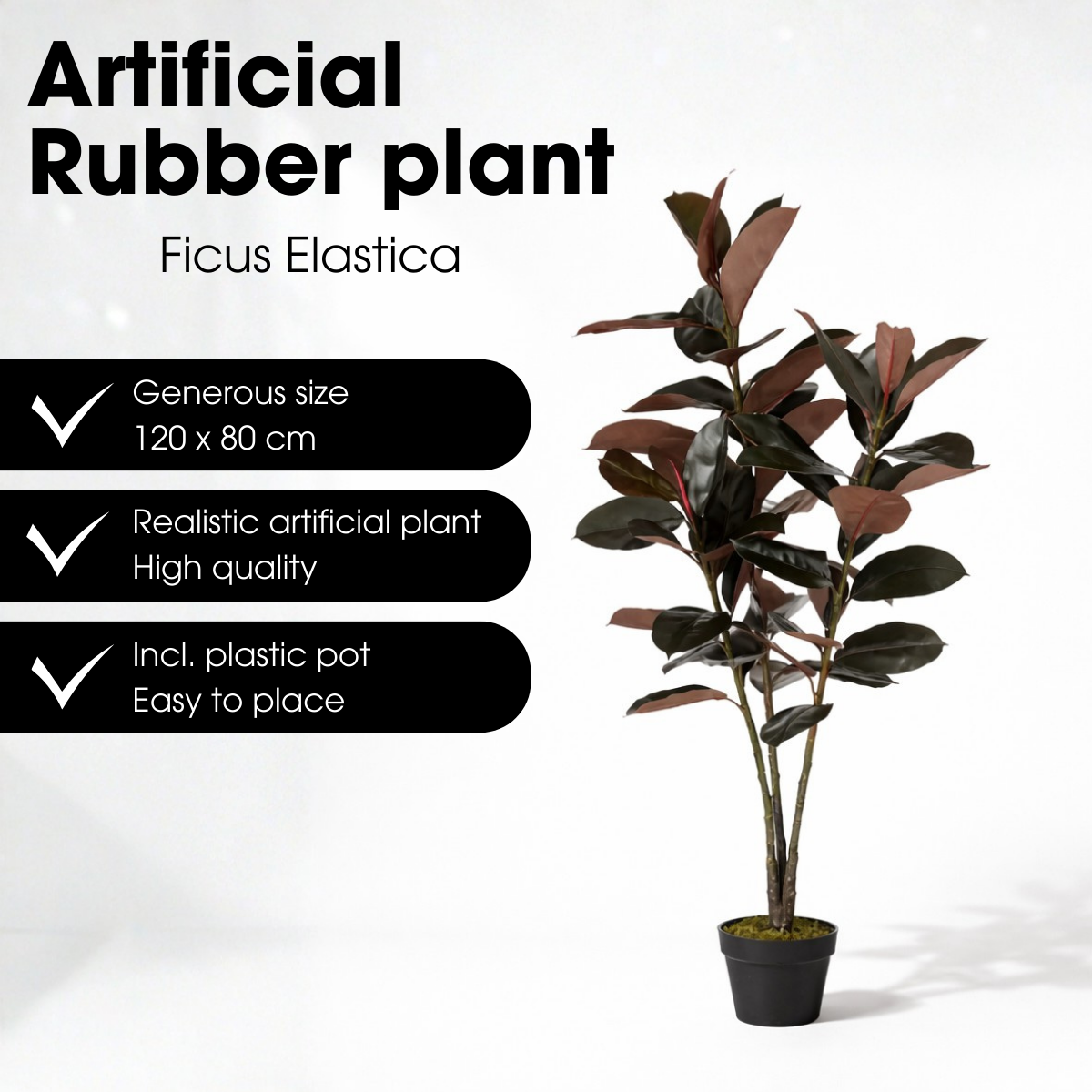 Kunstplant Rubberplant Rood