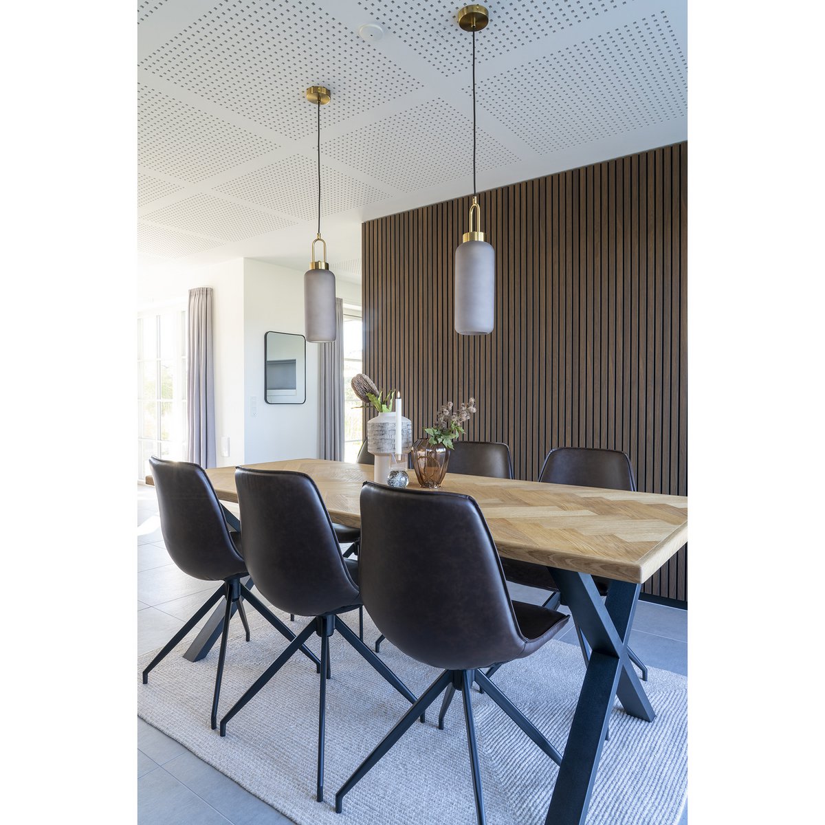 Monaco Eetkamerstoel - Donkerbruin, PU/Staal, 56x48x86 cm - Set van 2