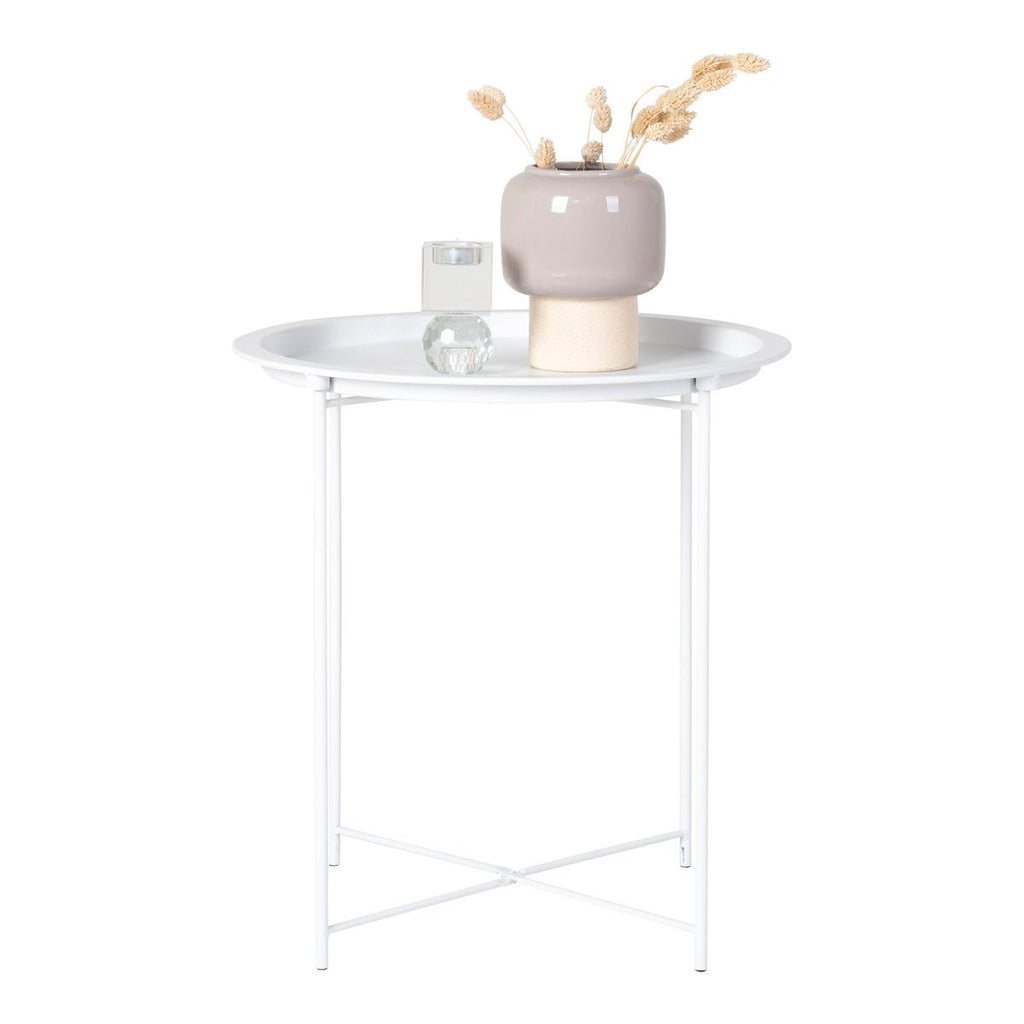 Bastia Bijzettafel - Staal, Wit - Ø47x50 cm