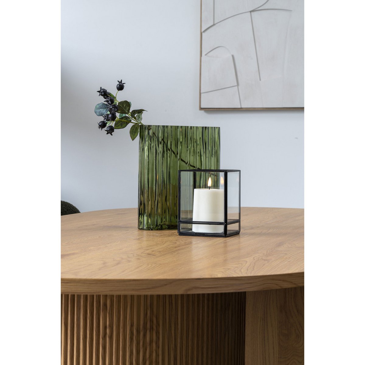 Vaas - Gerookt groen, glas, 21x12x26,5cm