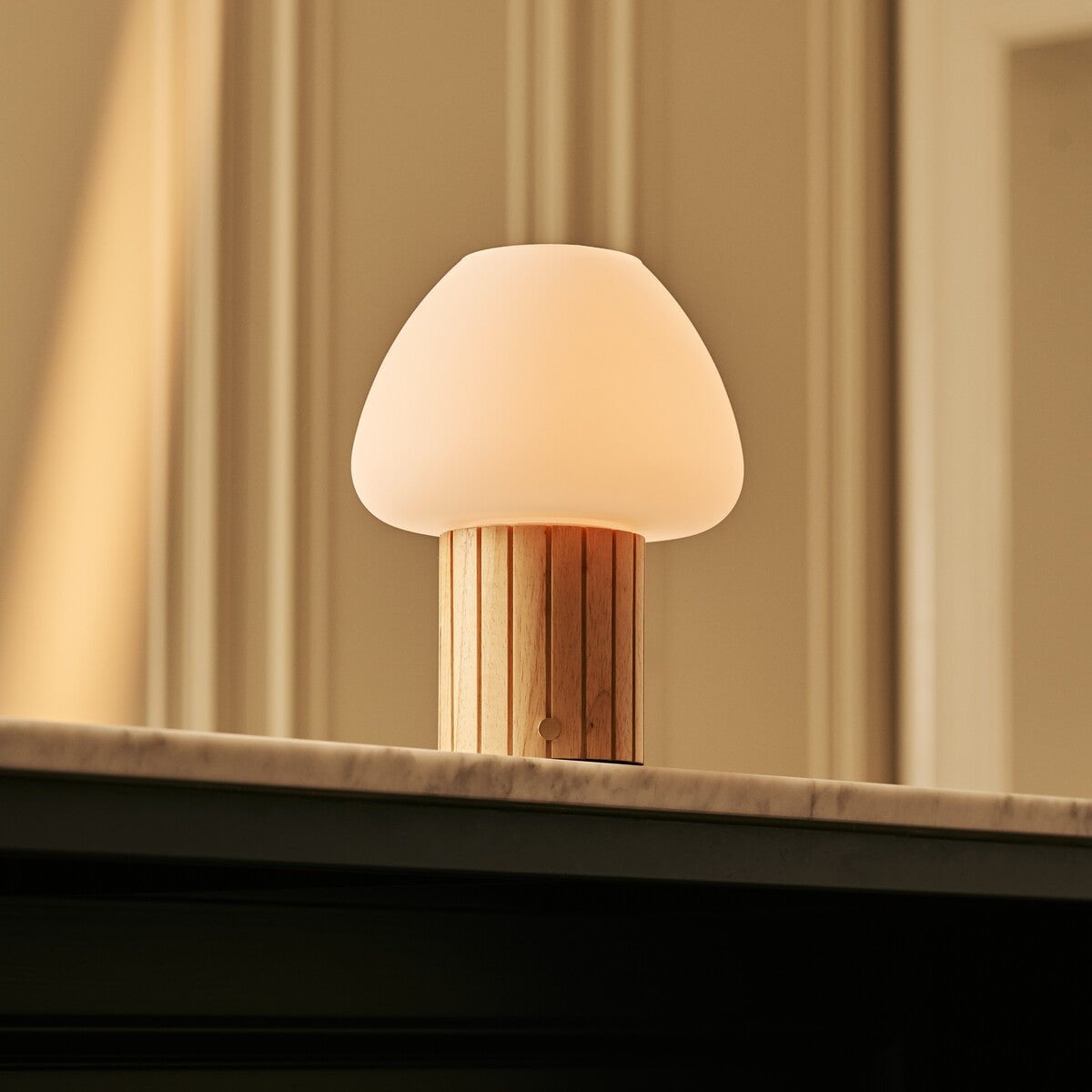 Romée Lichtbruine Oplaadbare Tafellamp | Modulaire lampenkap, dimbaar en 3 lichtkleuren