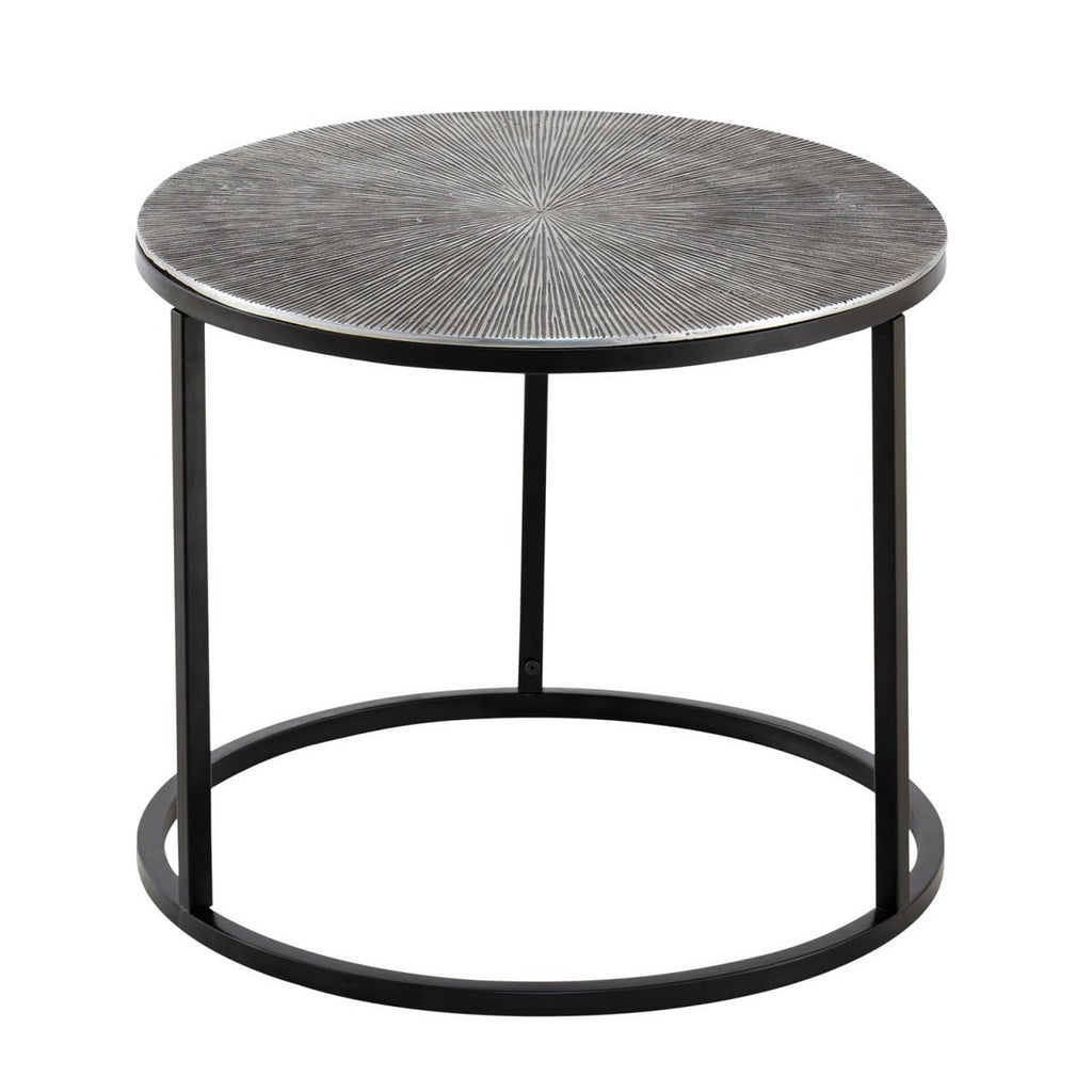Salontafelset 2 stuks ø 55 en 45 cm bijzettafel zilver metalen tafels ronde Carlton woonkamer