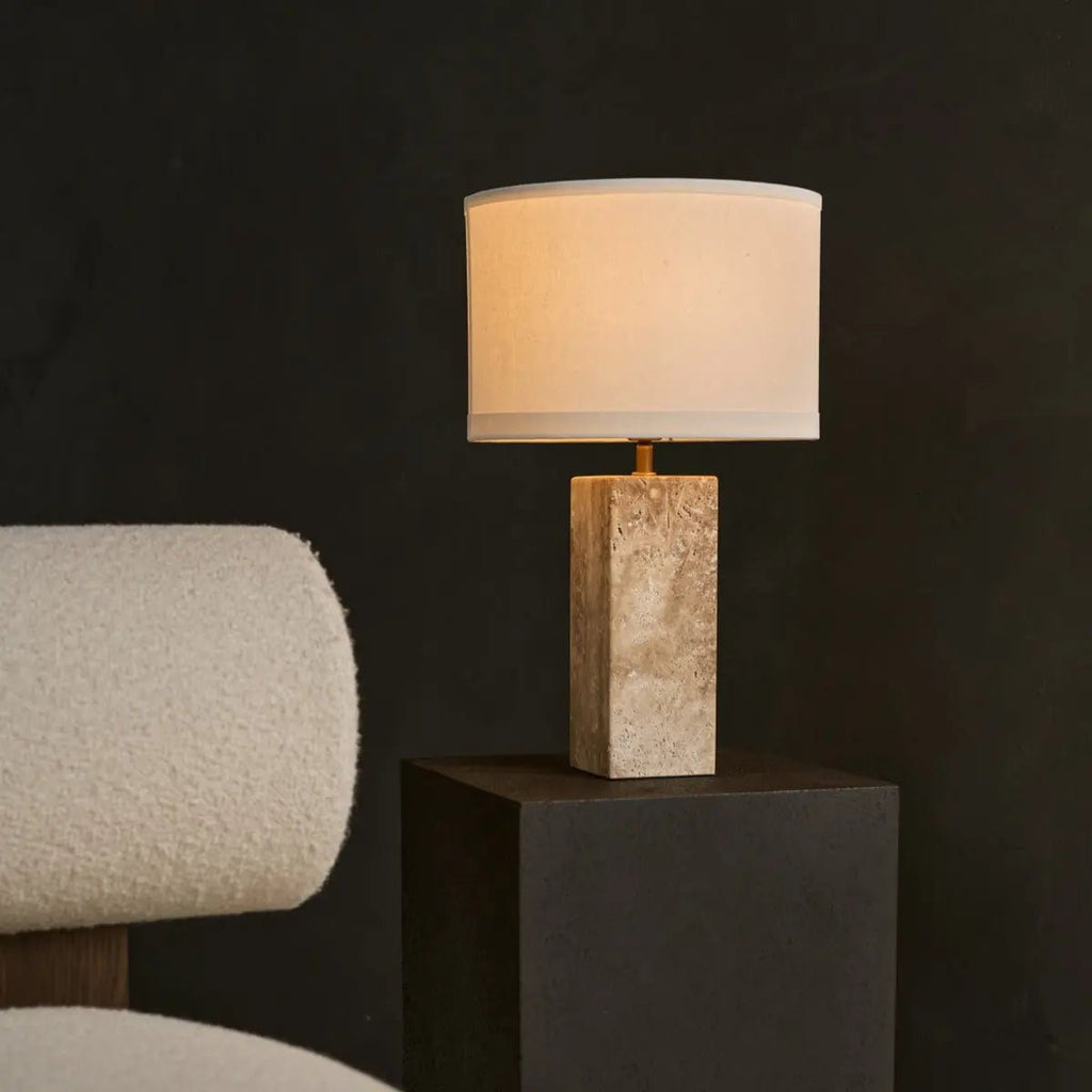 Rosie travertijnlamp | Katoenen kap en elegant ontwerp