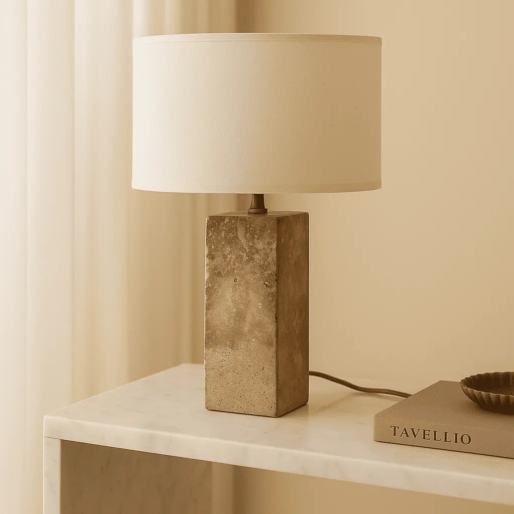 Rosie travertijnlamp | Katoenen kap en elegant ontwerp