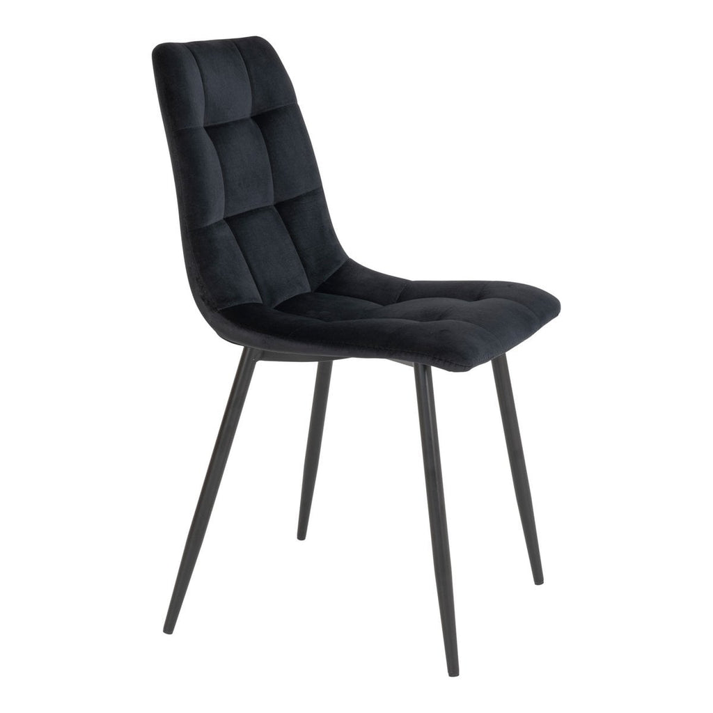 Middelfart Eetkamerstoel - Polyester Fluweel, Staal, Zwart - Set van 2