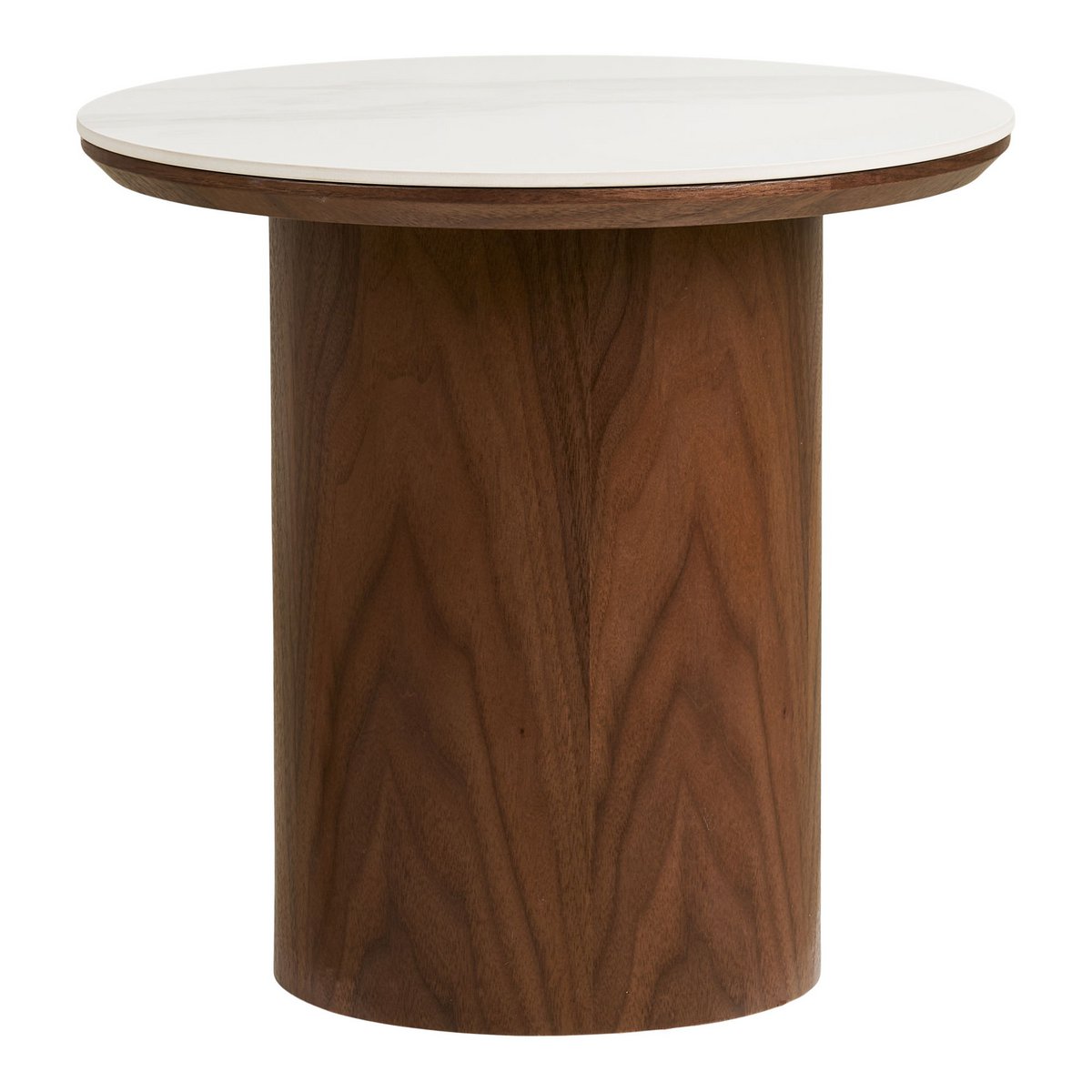 Noli Bijzettafel, tafelblad keramiek/essenfineer, wit/donkerbruin, ø40x38 cm