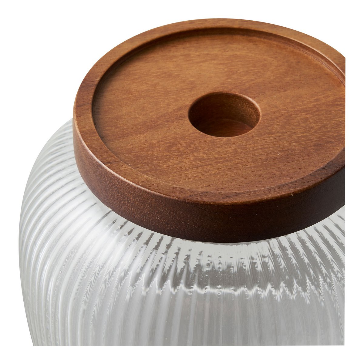 Maya Voorraadpot in glas, glas/acacia, set van 2