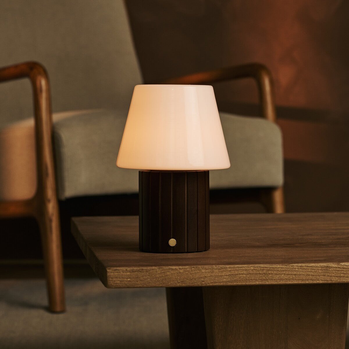 Lex Dark Brown Rechargeable Table Lamp | Stylish, Cordless & 3 Light Modes
