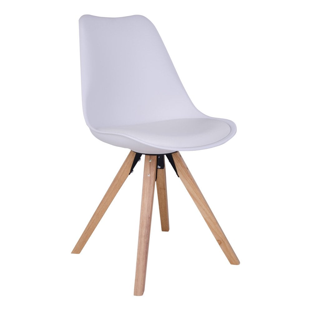 Bergen Eetkamerstoel - PU-leer, gegoten plastic, rubberhout, wit - Set van 2