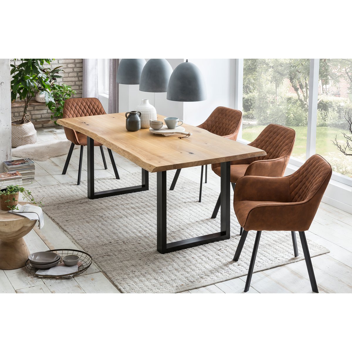Eettafel 220x100 cm gemaakt van eikenhout