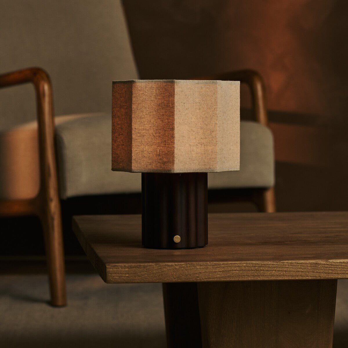 Eloïsa Dark Brown Rechargeable Table Lamp | Linen Blend, Modular & Dimmable