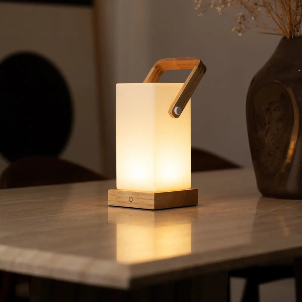 Harper Lichtbruine Houten Lamp | Draagbaar, oplaadbaar en veelzijdig