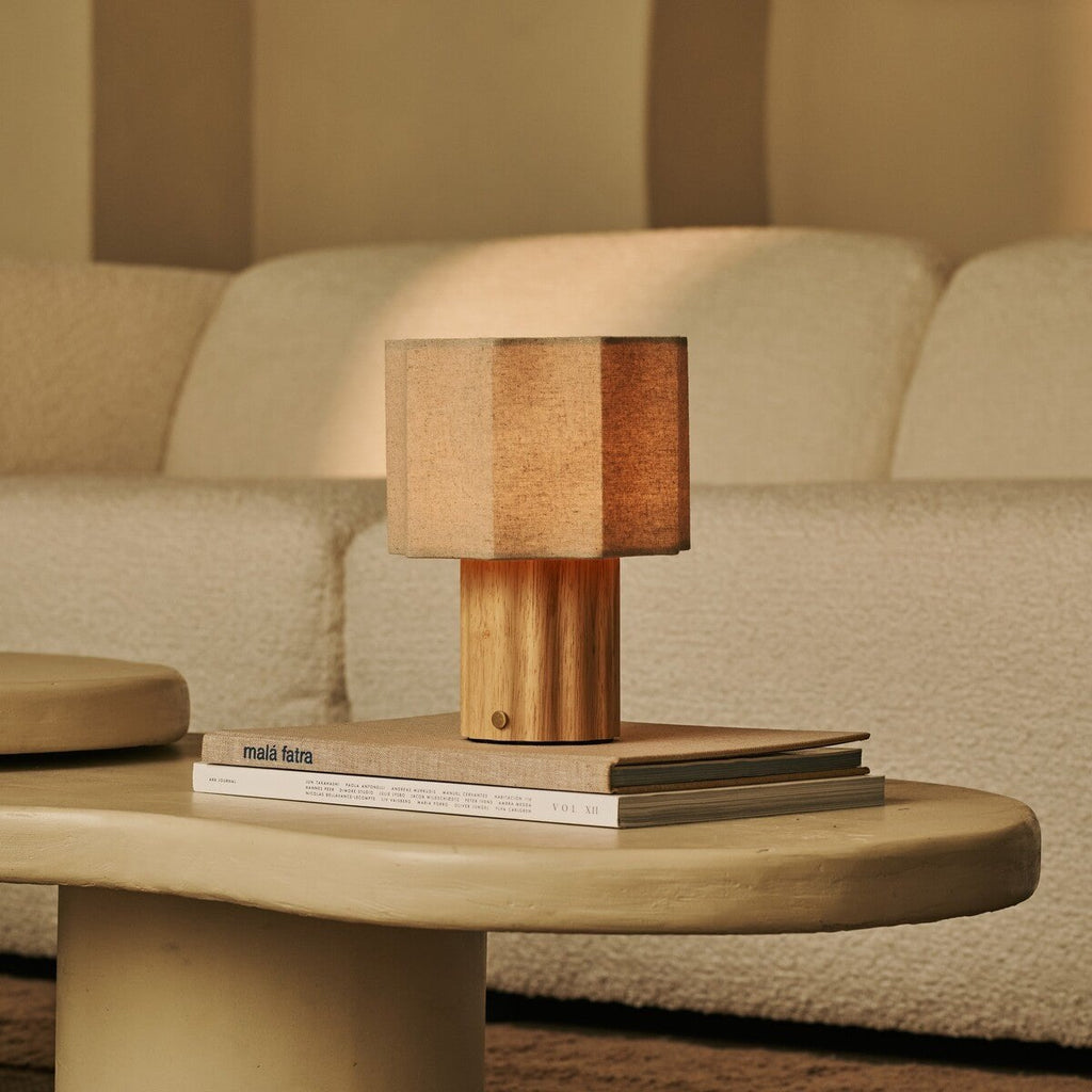 Eloïsa Light Brown Rechargeable Table Lamp | Linen Blend, Modular & Dimmable