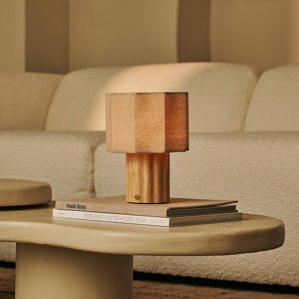 Eloïsa Light Brown Rechargeable Table Lamp | Linen Blend, Modular & Dimmable