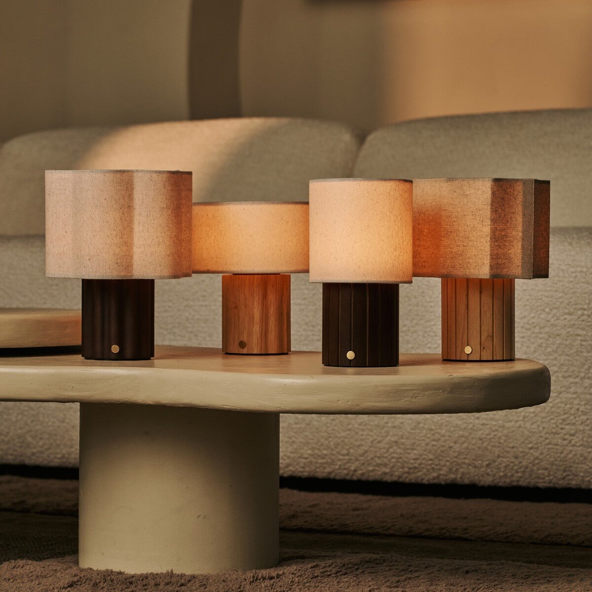 Eloïsa Dark Brown Rechargeable Table Lamp | Linen Blend, Modular & Dimmable