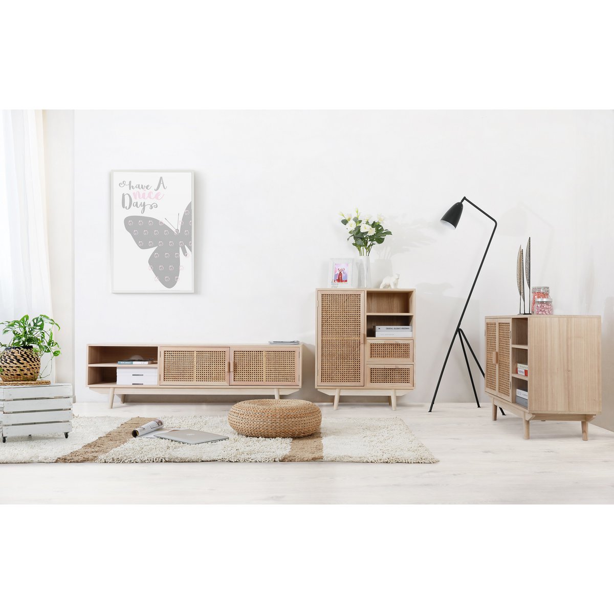 Dressoir 100x36 cm rotan geweven