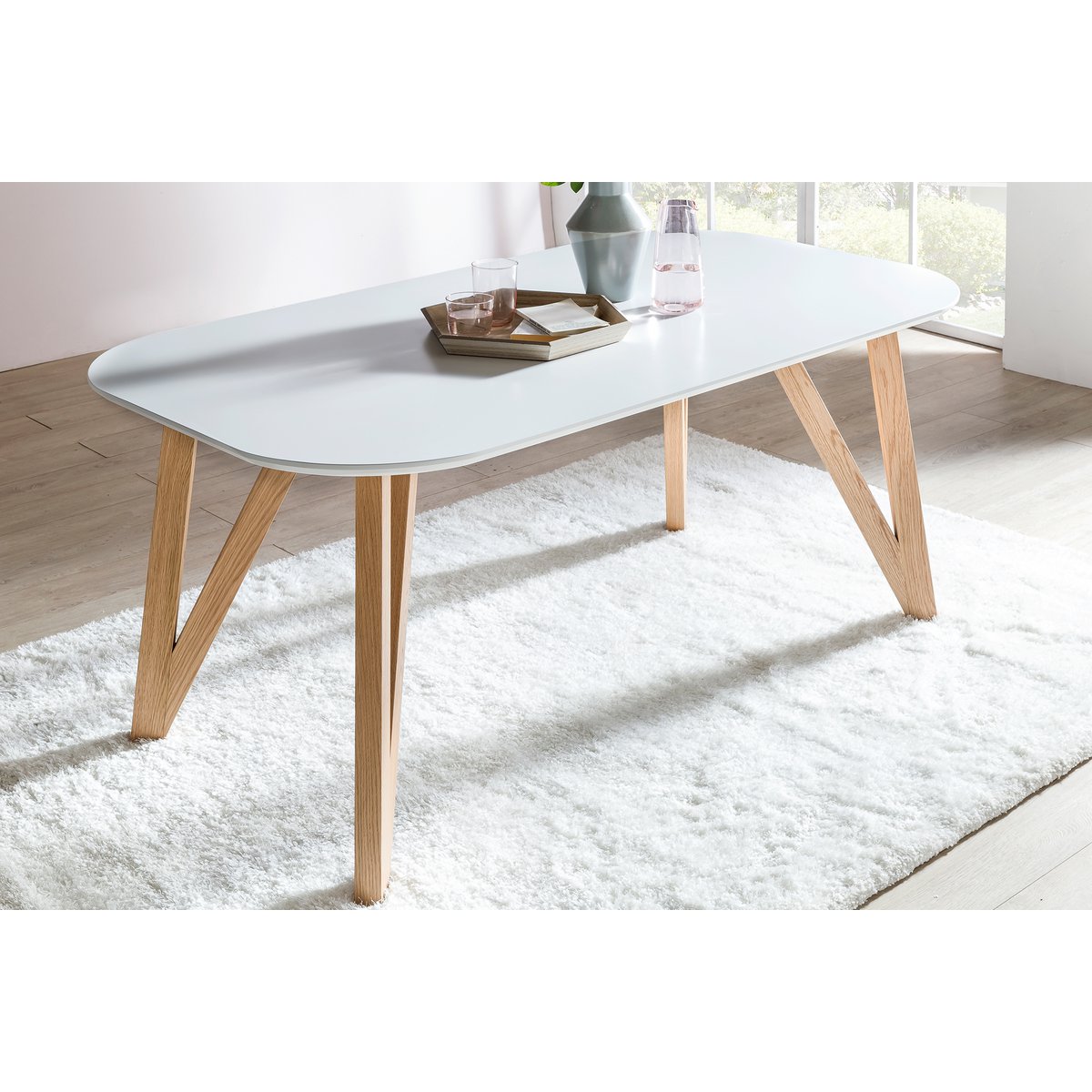 Eettafel 140x90x76 cm wit eiken