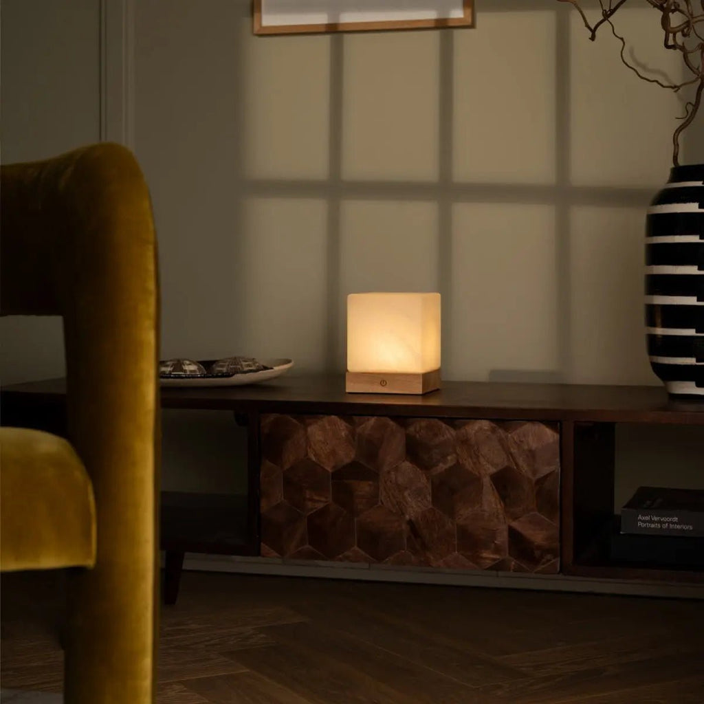 Yce Lichtbruine draadloze houten lamp | Oplaadbaar, dimbaar en batterijduur van 100 uur
