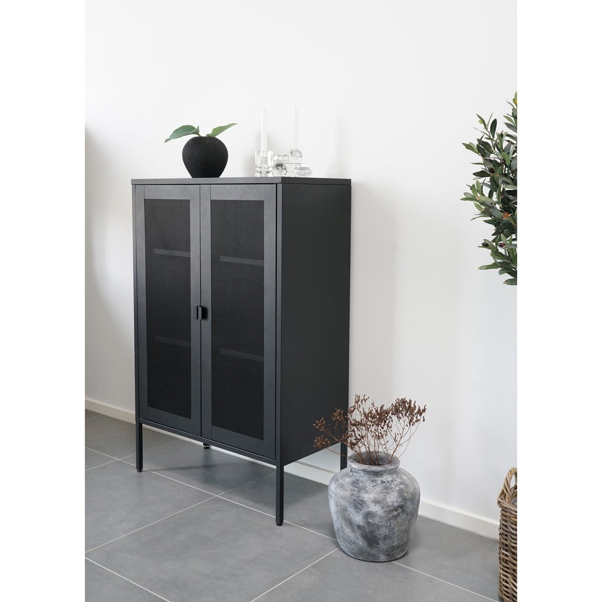 Melbourne Vitrinekast - Staal, Zwart - 80x40x120 cm