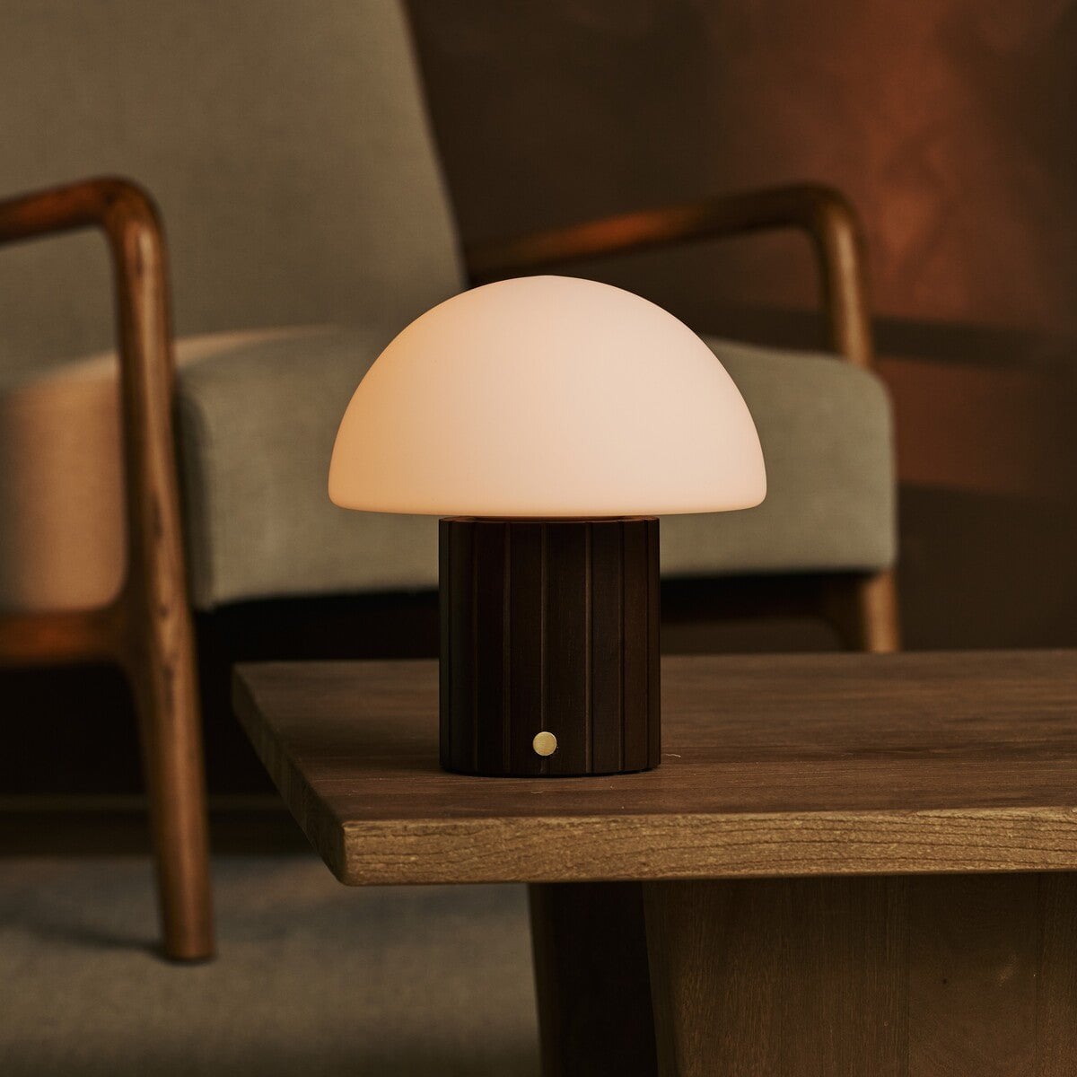Siebe Dark Brown Rechargeable Table Lamp | Dimmable, Modular Lampshade & 3 Light Colors