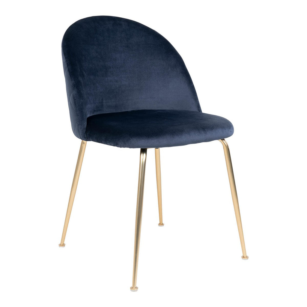 Geneve eetkamerstoel - Fluweel, staal, blauw - Set van 2