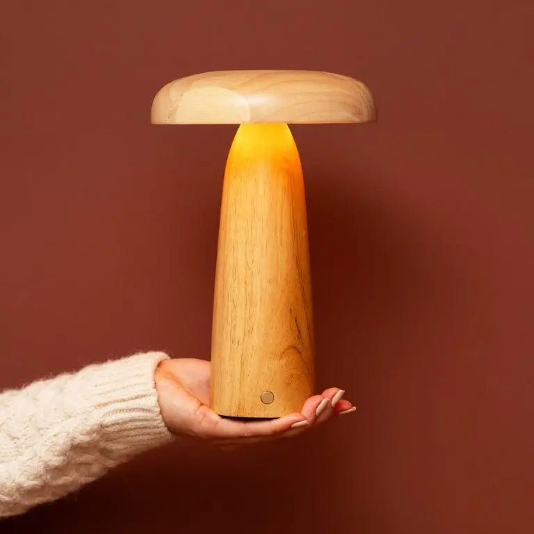 Lennart Lichtbruine Houten Tafellamp | Oplaadbaar, draadloos en dimbaar