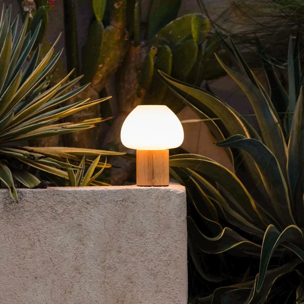 Fynn Lichtbruine Houten Lamp | Oplaadbaar, dimbaar en stijlvol