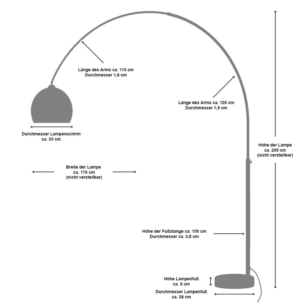 Booglamp 195 cm wit