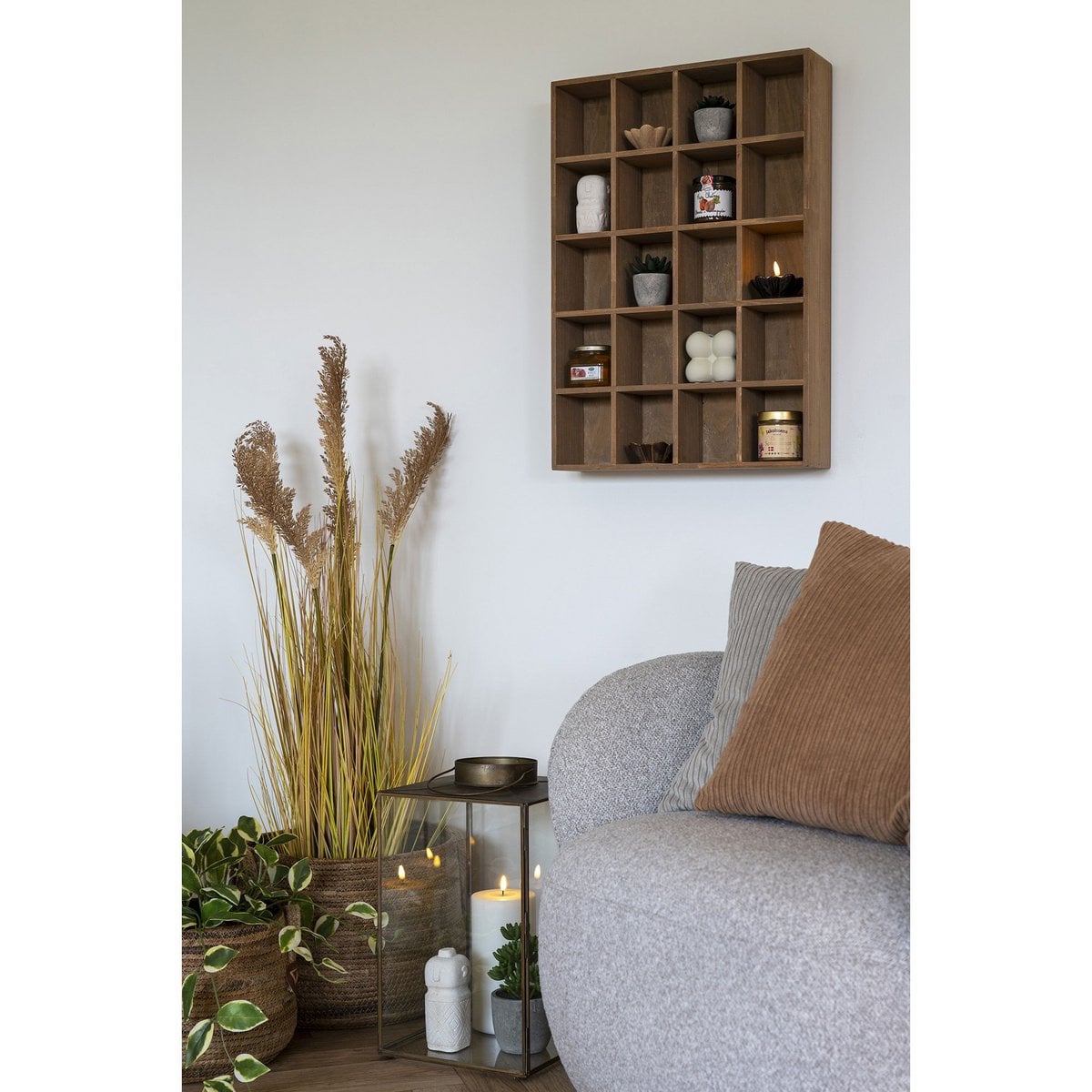 Moss Wandplank - Natuurlijk bruin, grenenhout, 44x10x63cm