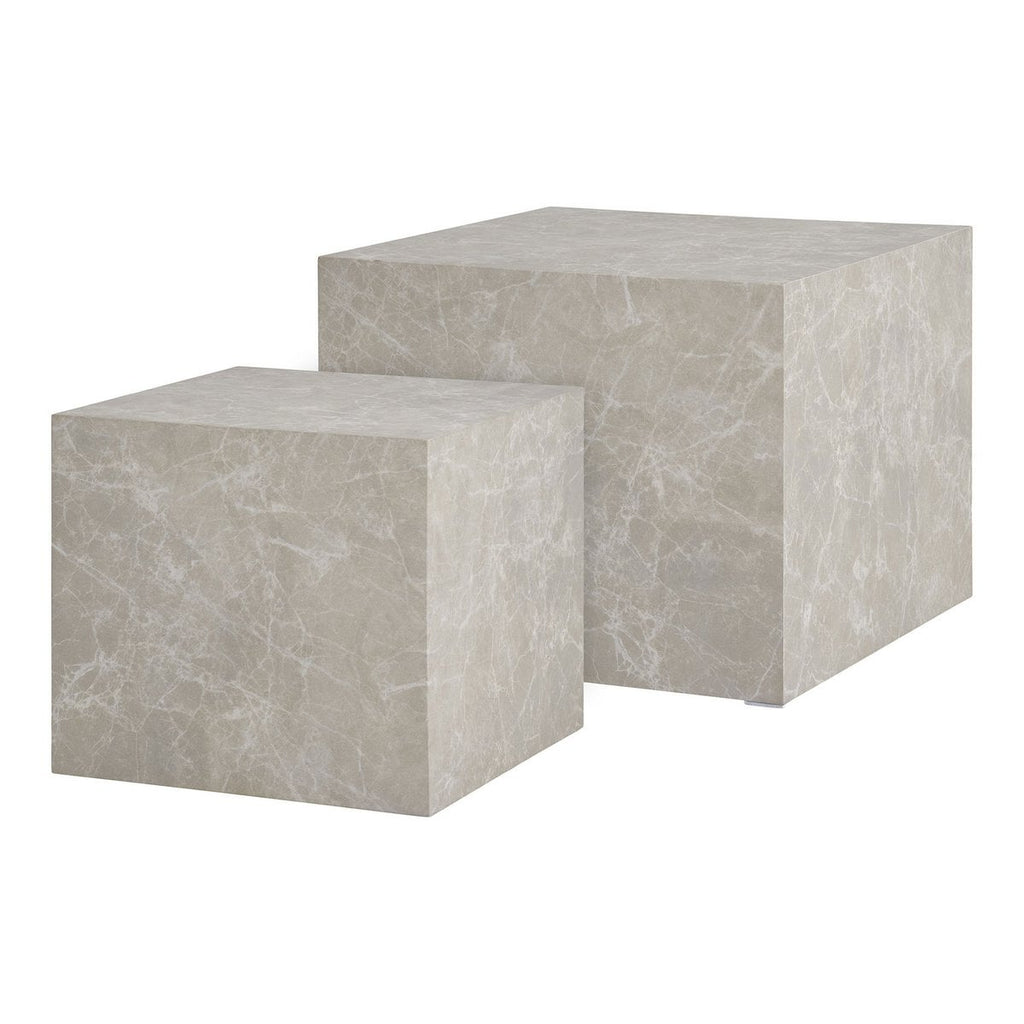 Praagse salontafelset - Beige, marmerlook, MDF, decorpapier, set van 2