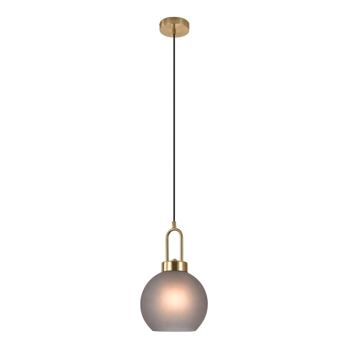 Luton Hanglamp - Messing, Mat Rookglas, Ø20 cm, 150 cm Stoffenkoord