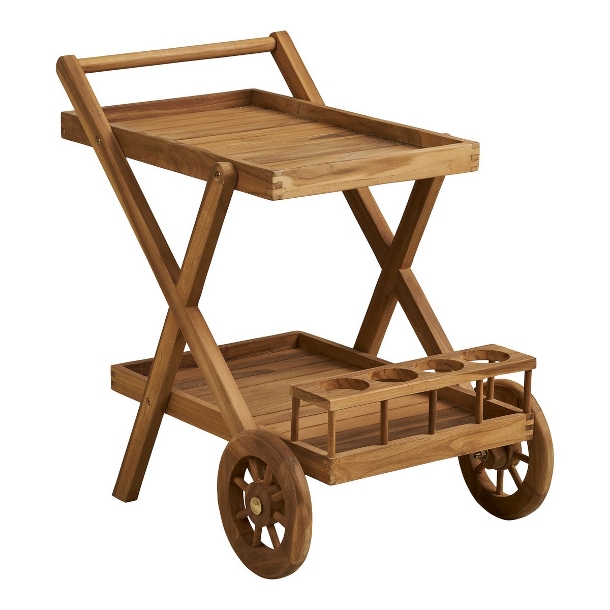 Pasaku Theewagen, teak, naturel, 86x50x81 cm