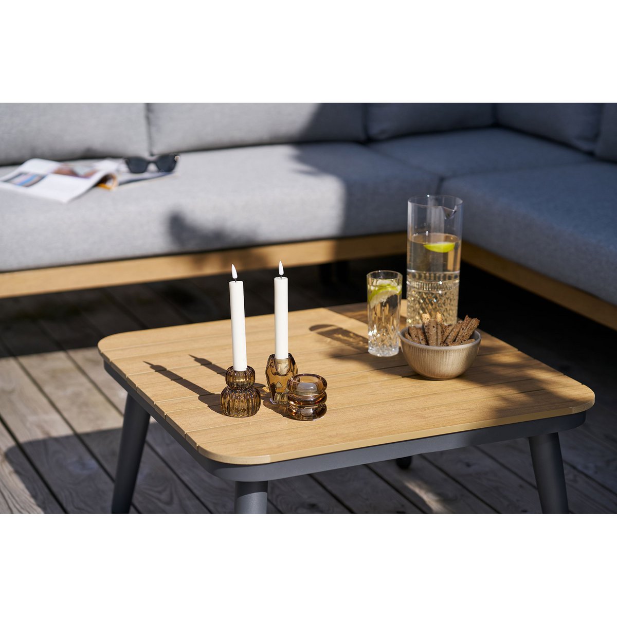 Kaarshouder, glas, gerookt bruin, set van 3