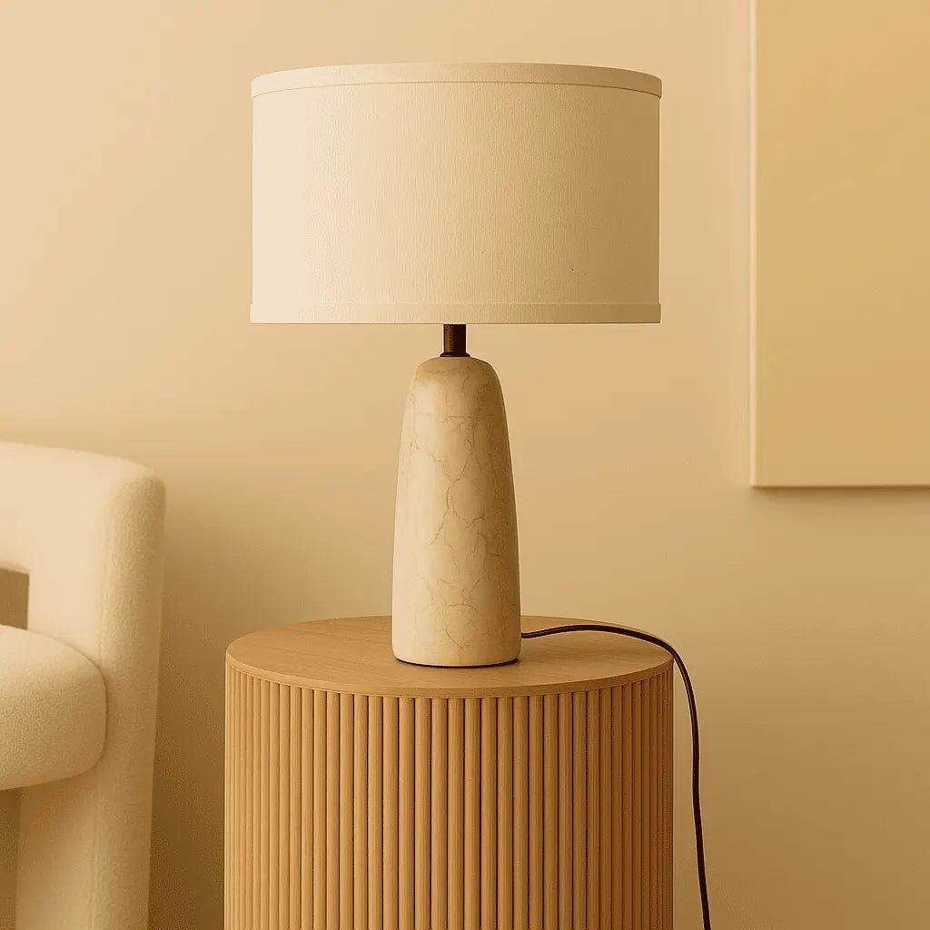 Charlotte Marmeren Lamp | Katoenen kap en elegante verlichting