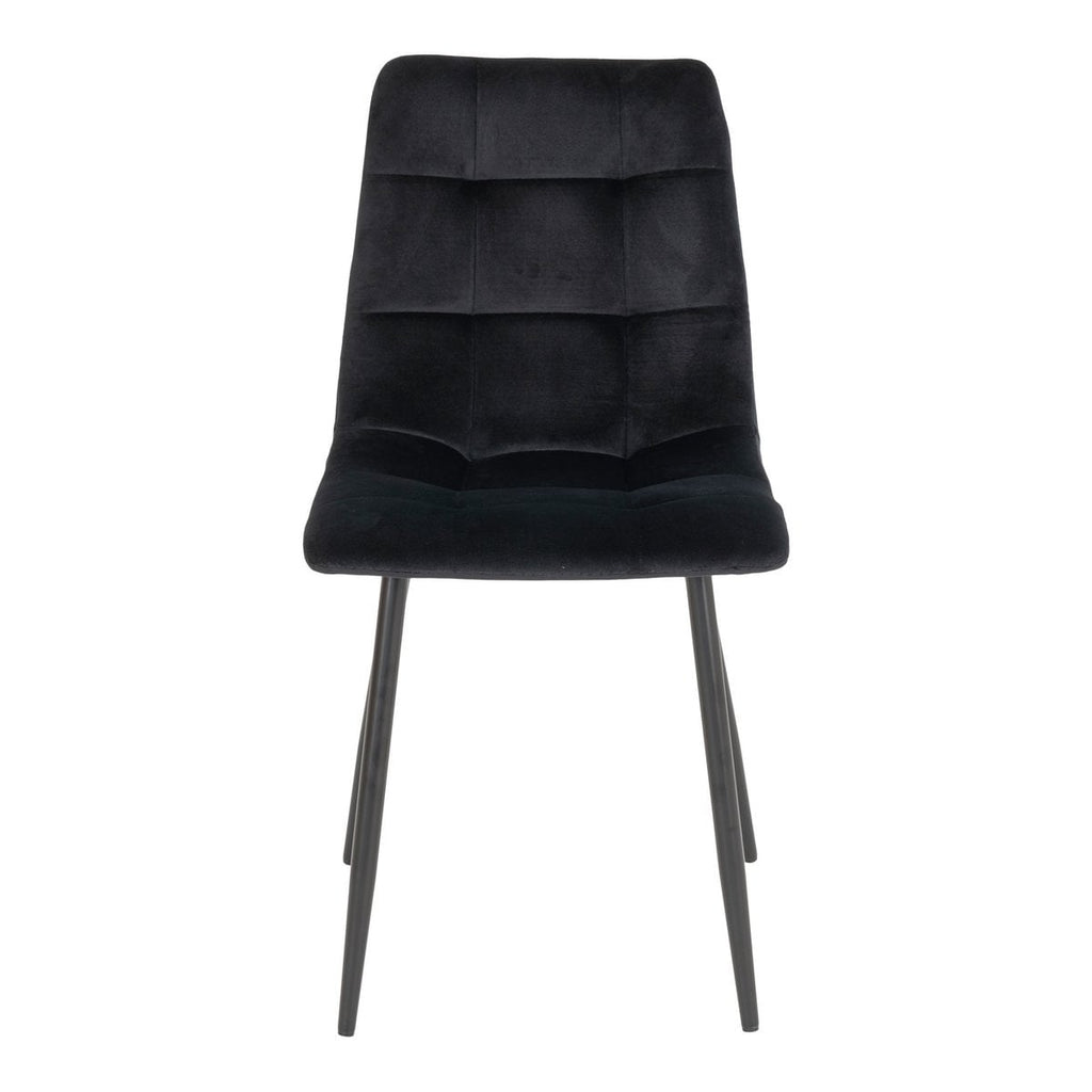 Middelfart Eetkamerstoel - Polyester Fluweel, Staal, Zwart - Set van 2