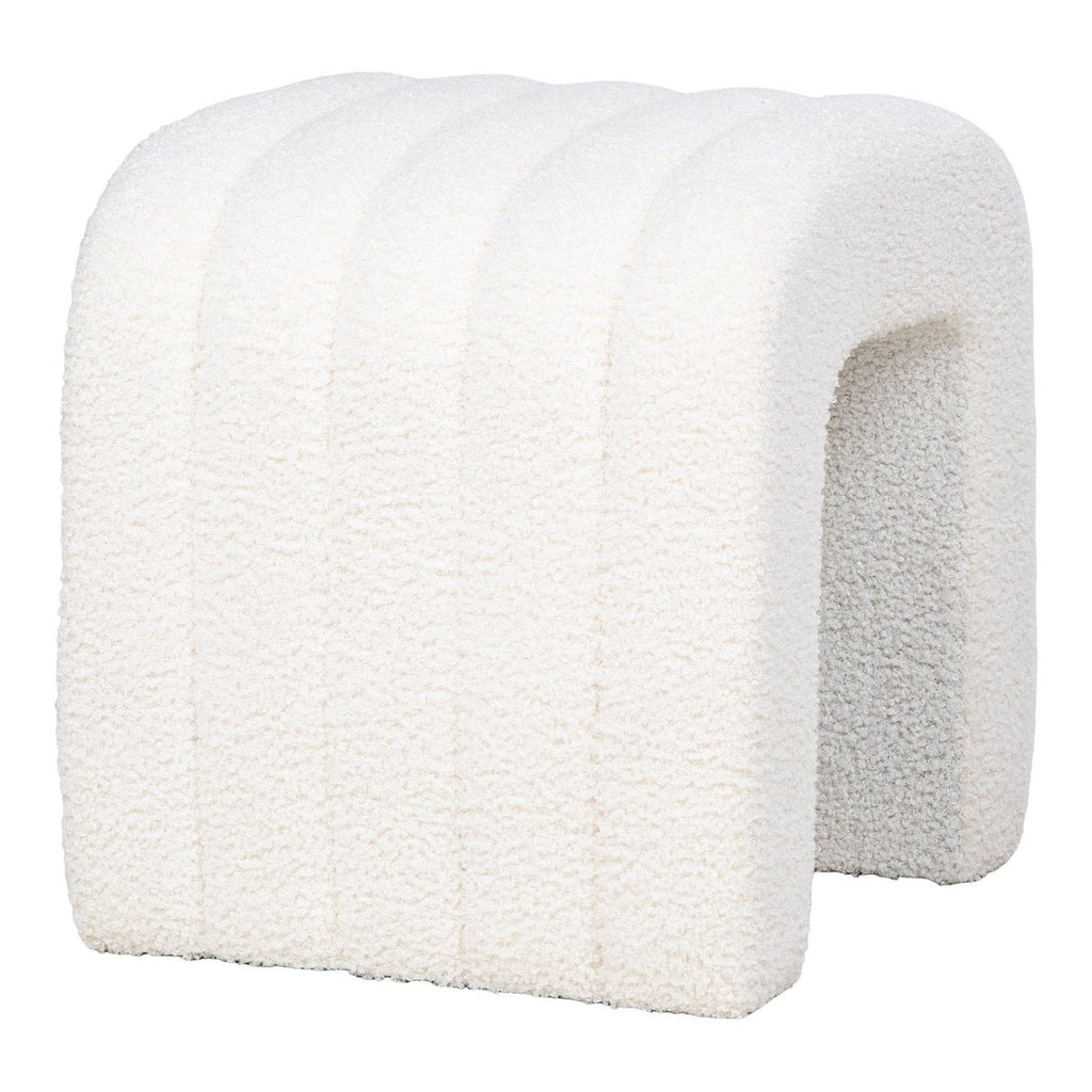 Colma Poef - MDF, Grenenhout, Schuim, Polyester, Wit - 41x36,5 cm