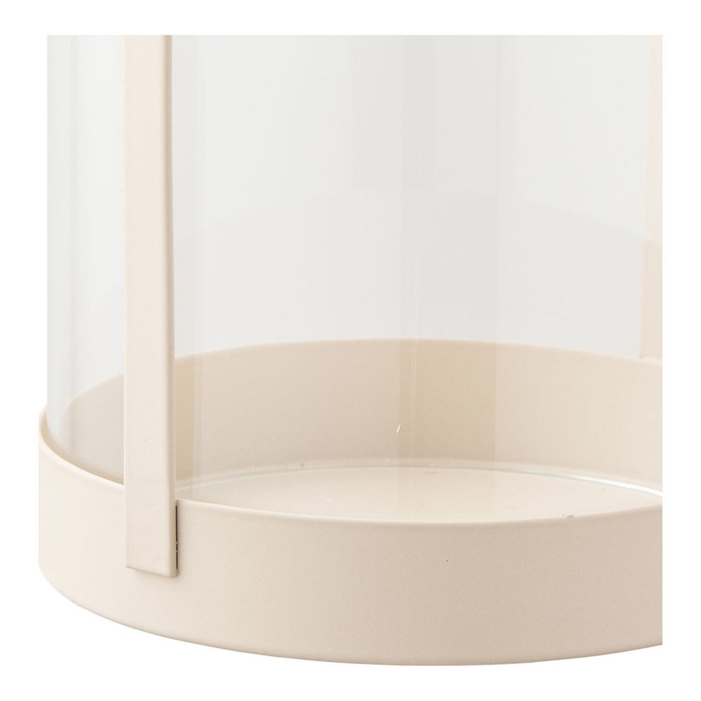 Hurricane kandelaar, glas/metaal, beige, set van 2