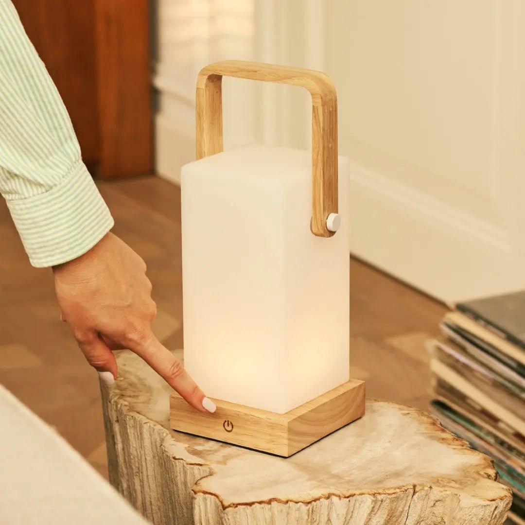 Harper Lichtbruine Houten Lamp | Draagbaar, oplaadbaar en veelzijdig