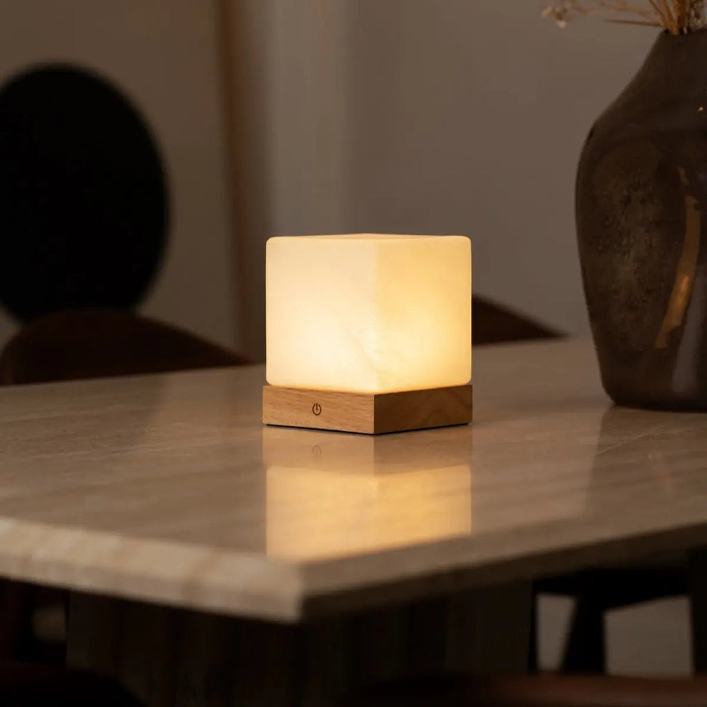 Yce Lichtbruine draadloze houten lamp | Oplaadbaar, dimbaar en batterijduur van 100 uur