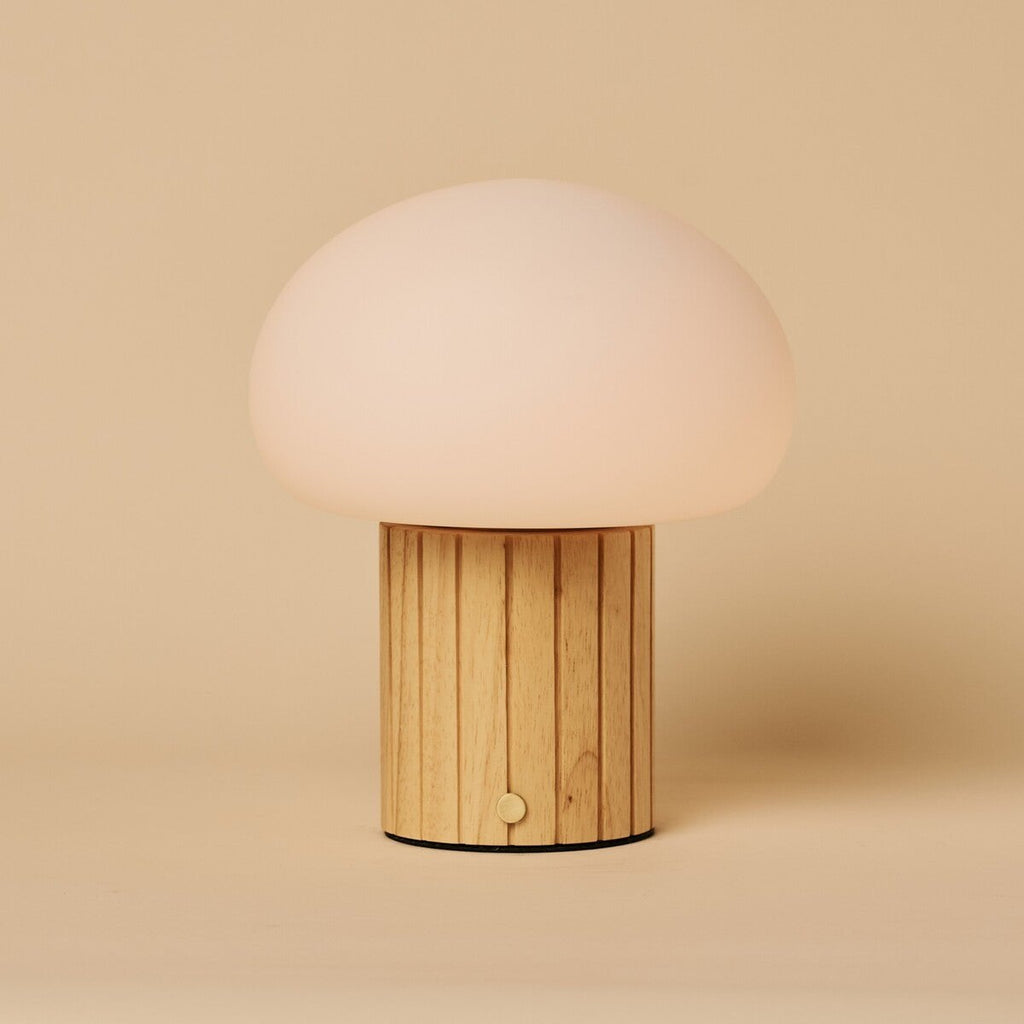 Pieter Light Brown Rechargeable Table Lamp | Cordless, 3 Light Modes & Glass Lampshade