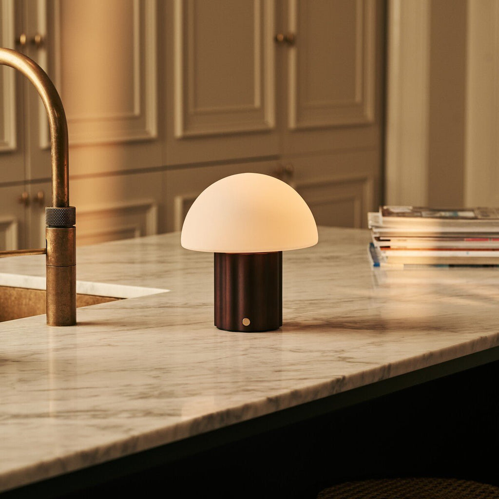 Timo Dark Brown Rechargeable Table Lamp | Dimmable, Modular Lampshade & 3 Light Colors