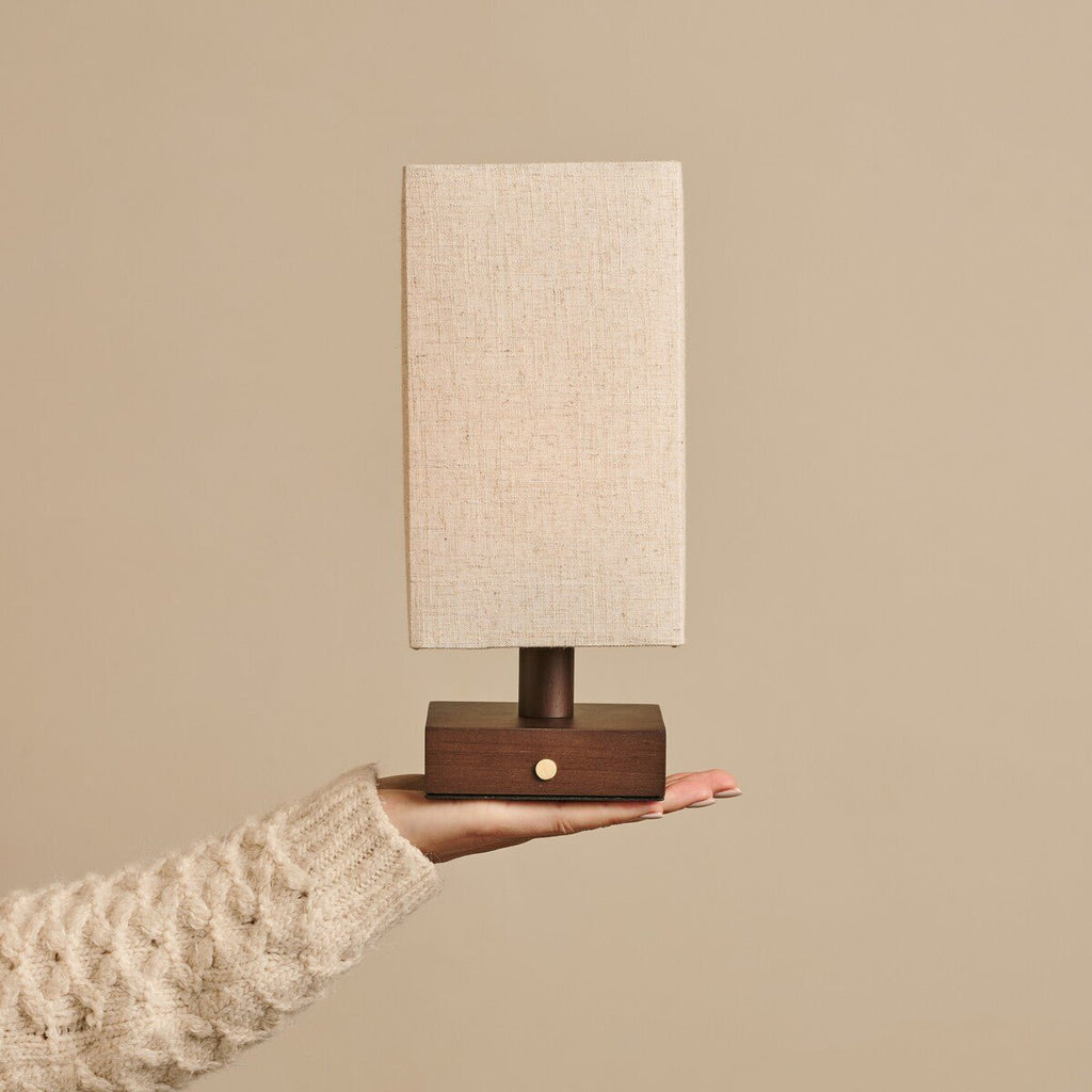 Bob Dark Brown Cordless Wooden Table Lamp | Dimmable, Rechargeable & Up 100 Hours Battery Hours