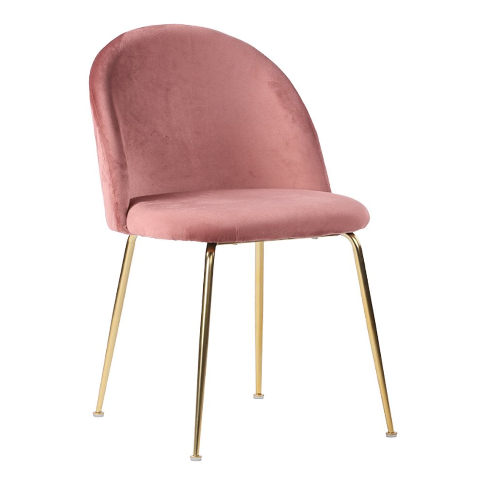 Geneve eetkamerstoel - Fluweel, staal, roze - Set van 2
