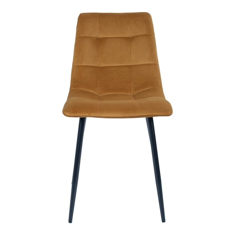 Middelfart Eetkamerstoel - Polyester Fluweel, Staal, Mosterdgeel - Set van 2