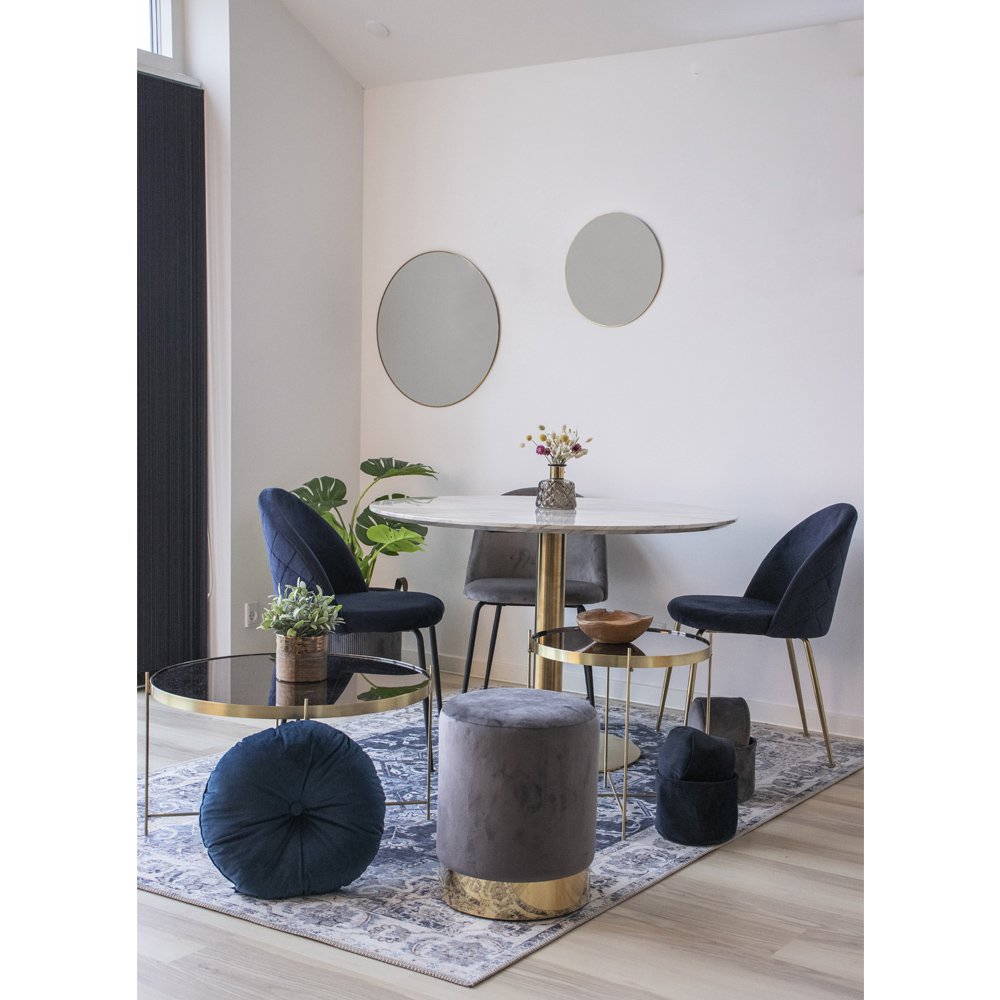 Geneve eetkamerstoel - Fluweel, staal, blauw - Set van 2