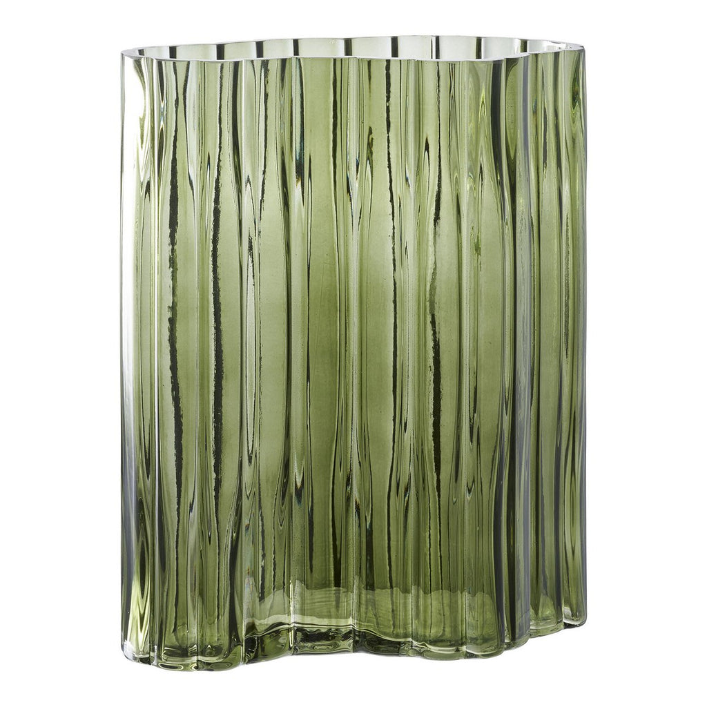 Vaas - Gerookt groen, glas, 21x12x26,5cm