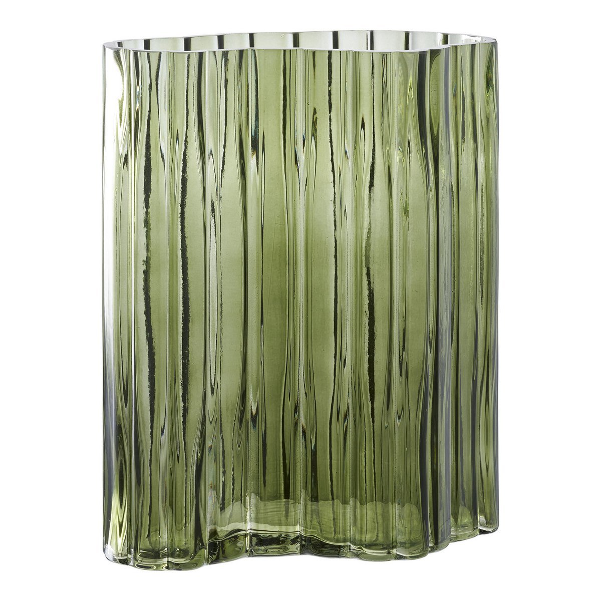 Vaas - Gerookt groen, glas, 21x12x26,5cm
