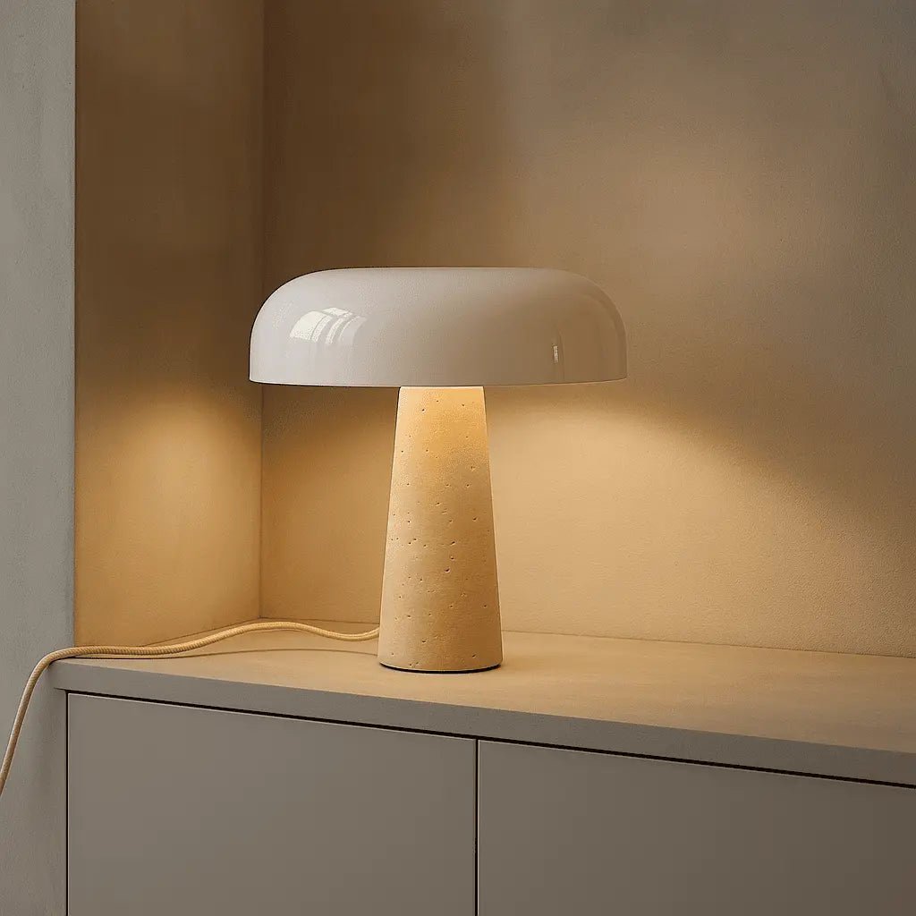 Emily travertijnlamp | Elegant ontwerp met glazen kap