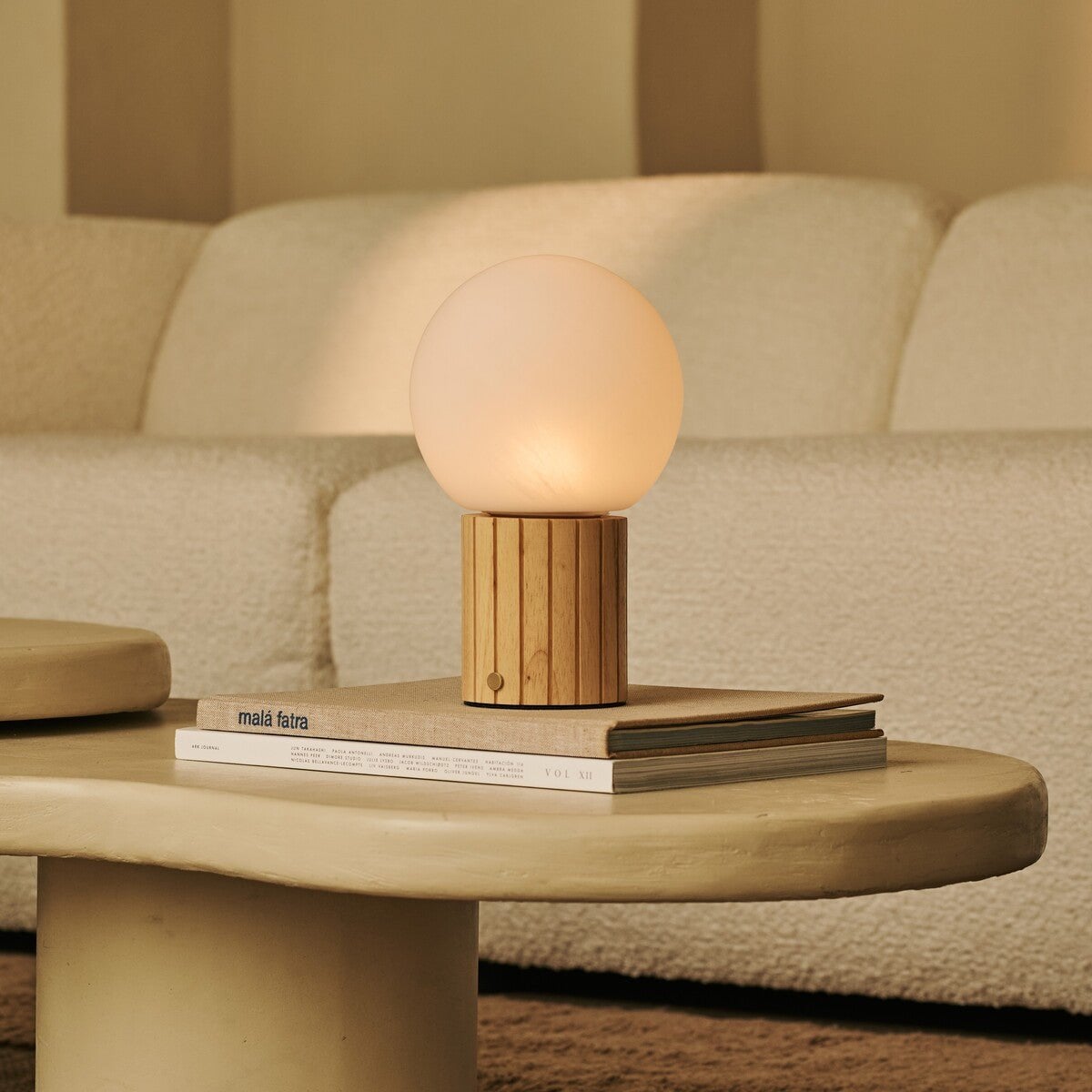 Nadine Light Brown Rechargeable Table Lamp | 3 Light Colors, Modular Lampshade & Cordless