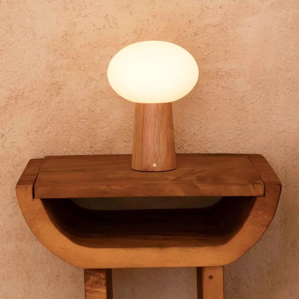 Max Lichtbruine Houten Snoerloze Tafellamp | Oplaadbaar, glas en duurzaam ontwerp